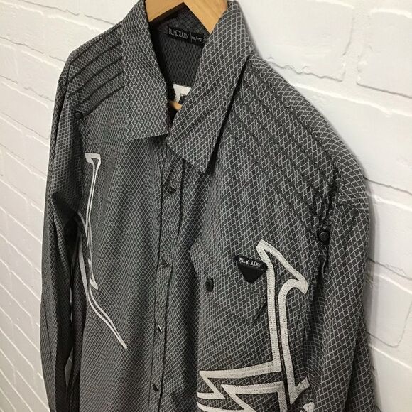 BLACKARV Men’s Grey 100% Cotton Button Down Shirt | Designer XXL Long Sleeve - Picture 6 of 15